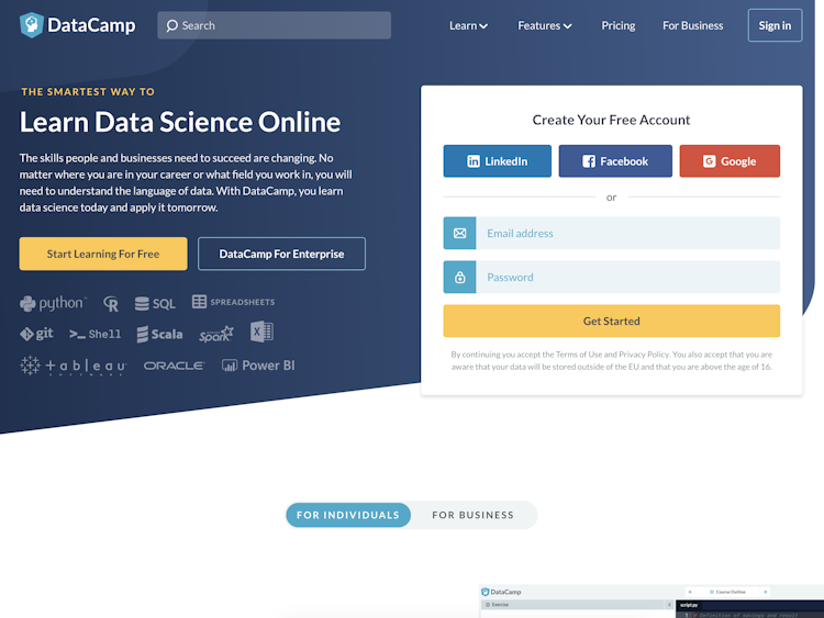 Screenshot of DataCamp