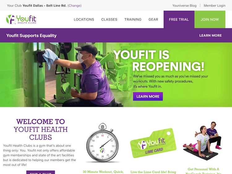 Screenshot of Youfit Health Clubs
