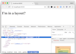 Screenshot of the generated markup with the layout wrapper around the page content