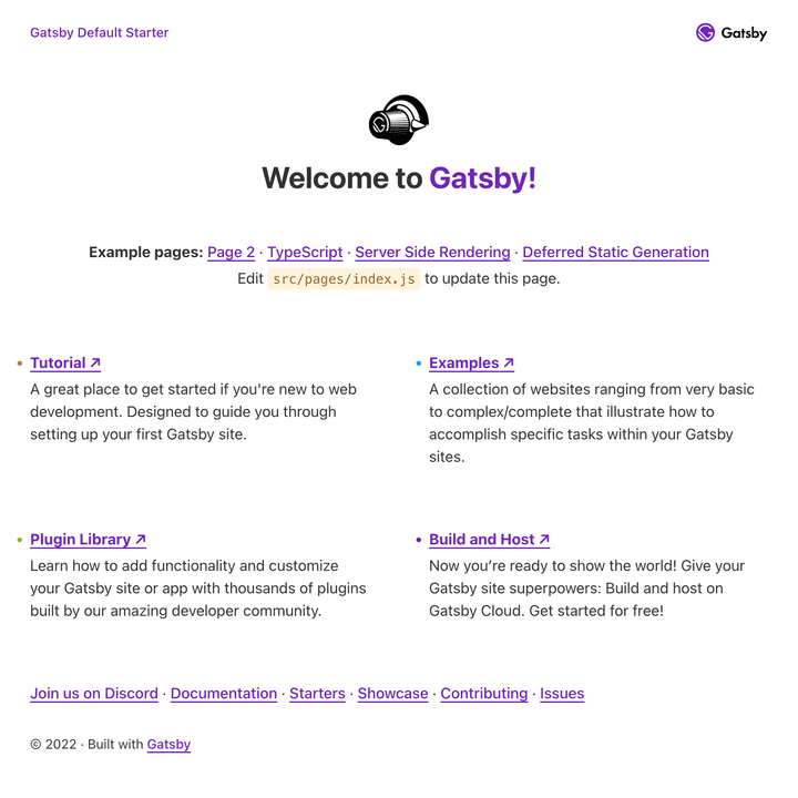 Screenshot of gatsby-starter-default