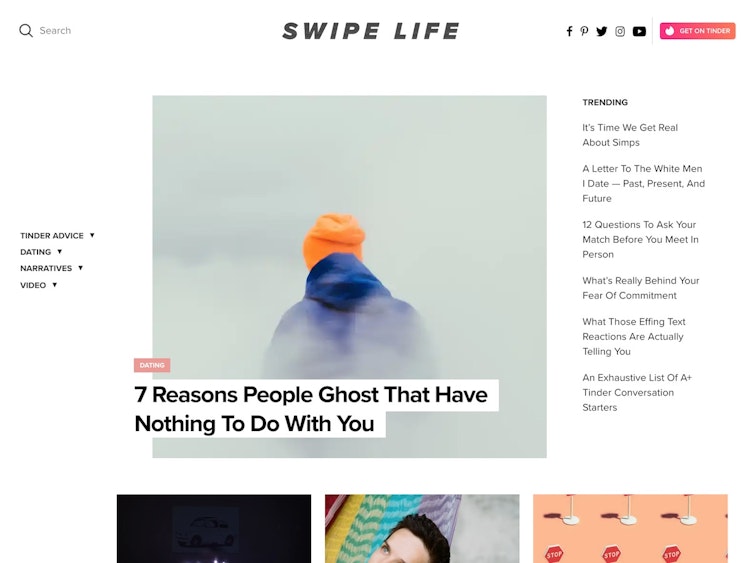 Screenshot of Tinder Swipe Life Blog