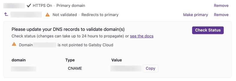 Domain failed to validate